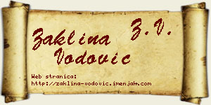Žaklina Vodović vizit kartica